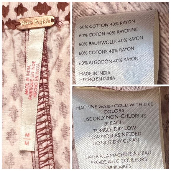 •FREE PEOPLE• Get Free Printed High Rise Pull-On Shorts in Cream & Burgundy Med - Picture 11 of 12